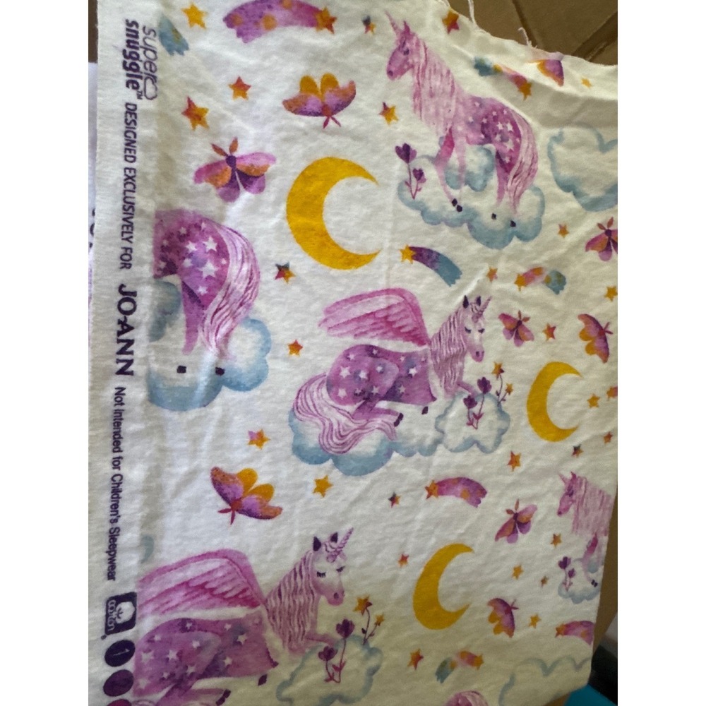 Joann Super Snuggle Nighttime Unicorn Flannel Fabric Whimsical 1.5 yd OOP - Picture 2 of 5